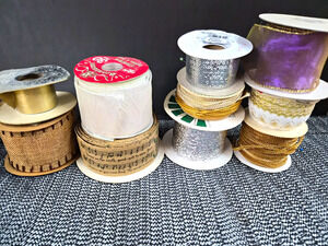 Renaissance Christmas Multicolor Ribbon Spool Lot, Assorted Trim, CR0103